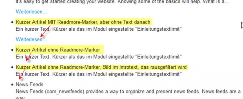 Readmore nur, wenn nötig